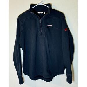 Vineyard Vines UW Badgers Dreamcloth Relaxed Shep Shirt 1/4 Zip Blue Women's M